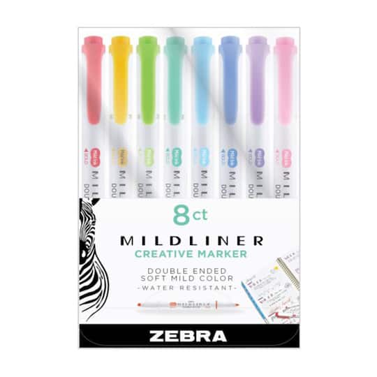 Zebra Mildliner 8 Color Double-Ended Brush Pen Set